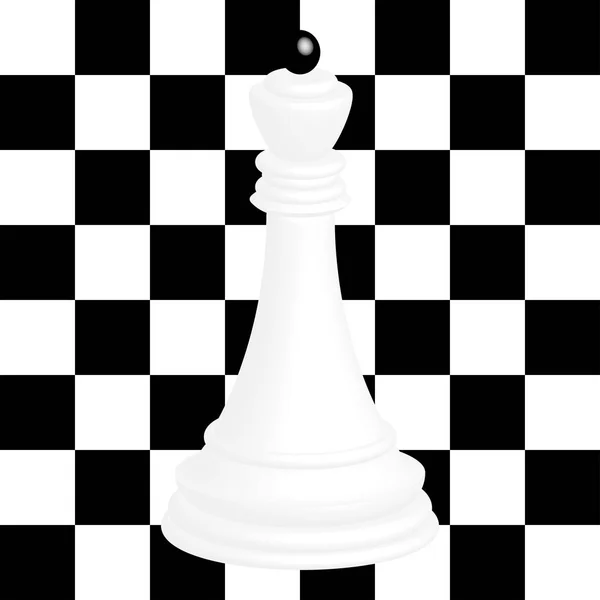 黒と白のチェス盤に現実的な白いチェス女王 — ストックベクタ