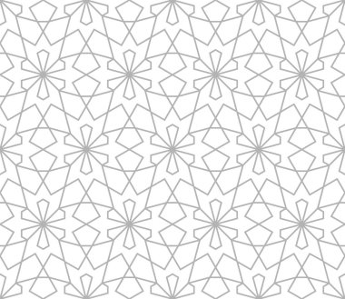 Beyaz arka plan üzerinde gri hatları geçiş ile soyut geometrik desen. Sorunsuz doğrusal ilişki. Şık fraktal doku. Arka doldurmak için desen. İslam desen. Girih arka plan