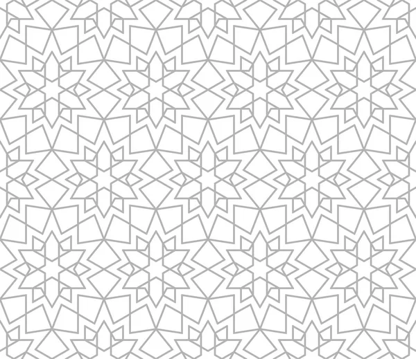 在白色背景上交叉灰色线的抽象几何图案 无缝的线性融洽 时尚的分形纹理 图案填充背景 伊斯兰模式 Girih — 图库矢量图片