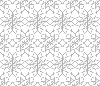Beyaz arka plan üzerinde gri hatları geçiş ile soyut geometrik desen. Sorunsuz doğrusal ilişki. Şık fraktal doku. Arka doldurmak için desen. İslam desen. Girih arka plan