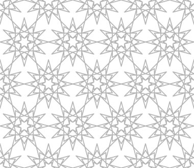 Beyaz arka plan üzerinde gri hatları geçiş ile soyut geometrik desen. Sorunsuz doğrusal ilişki. Şık fraktal doku. Arka doldurmak için desen. İslam desen. Girih arka plan