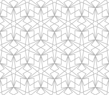 Beyaz arka plan üzerinde gri hatları geçiş ile soyut geometrik desen. Sorunsuz doğrusal ilişki. Şık fraktal doku. Arka doldurmak için desen. İslam desen. Girih arka plan