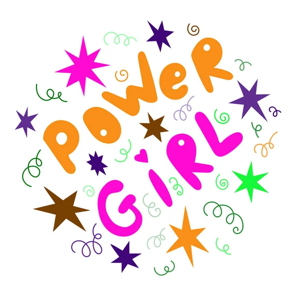 Power Girl Illustrazione Disegnata Mano Femminismo Citazione Stile Doodle Slogan — Vettoriale Stock