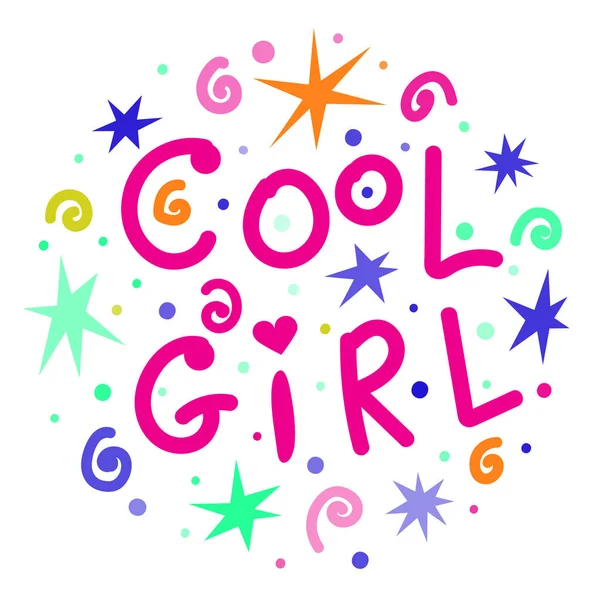 Cool Girl Ilustração Desenhada Mão Feminismo Citar Estilo Doodle Slogan —  Vetores de Stock