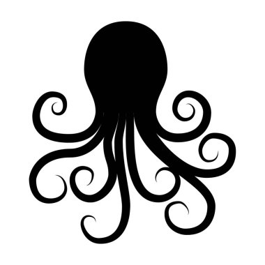 Ahtapot siluet şeffaf arka plan üzerinde vintage tarzı. Akvaryum ahtapot vektör simgesi. Ahtapot logo vektör. Vektör ahtapot çizim. Hayvan siluet. Siluet kalamar vektör.