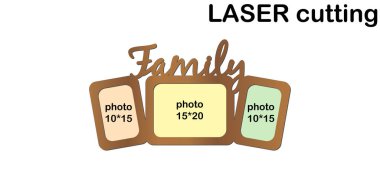 Lazer fotoğraf çerçevesi beyaz arka plan üzerinde retro tarzı kesti. Vintage fotoğraf çerçevesi. Lazer kesme vektör çerçeve koleksiyonu. Vektör photoframe mockup tasarım. St. Valentine's Day veya düğün için mükemmel bir hediye.