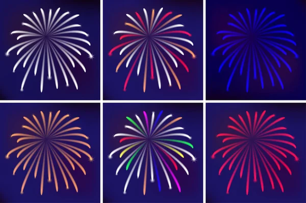 Trendy Set Multicolored Fireworks Great Design Any Purposes Happy New — Stock Vector