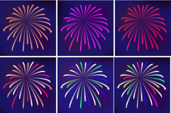 Trendy Set Multicolored Fireworks Great Design Any Purposes Happy New — Stock Vector