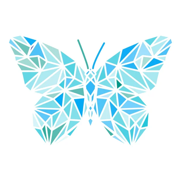 Polygonal butterfly isolated on white. Low poly insect illustration. Triangle color animal image. Polygon insect. Graphic colorful wings