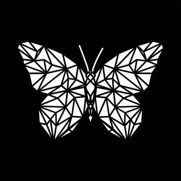 Polygonal butterfly isolated on white. Low poly insect illustration. Triangle color animal image. Polygon insect. Graphic colorful wings.