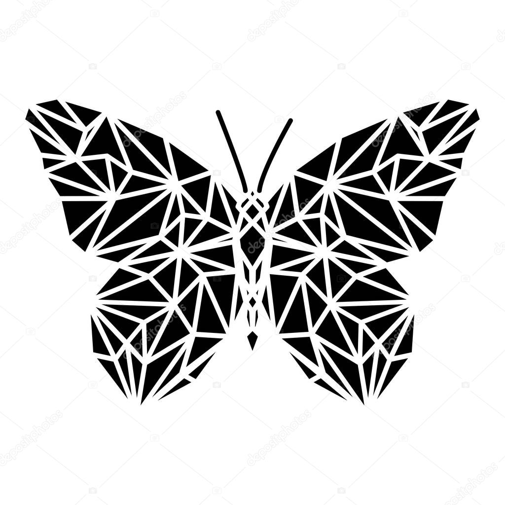 Polygonal butterfly isolated on white. Low poly insect illustration. Triangle color animal image. Polygon insect. Graphic colorful wings