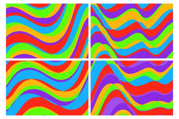 Αφηρημένη Εικόνα Καθιερώνον Μόδα Χρώμα Σετ Κύματα Και Γραμμές Χρωμάτων — Διανυσματικό Αρχείο