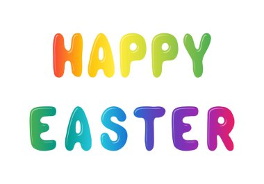 Beyaz arka plan üzerinde renkli Mutlu Paskalyalar. Haşlanmış yumurta vektör simgesi. Paskalya tasarım öğesi. Mutlu Paskalya yumurtaları