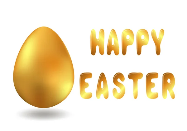 Aur Paste Fericit Sau Șablon Fundal Alb Happy Easter Text — Vector de stoc