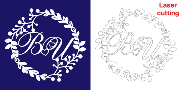 Bruiloft Monogram Voor Lasersnijden Initialen Van Bruiloft Decoratieve Logo Een — Stockvector