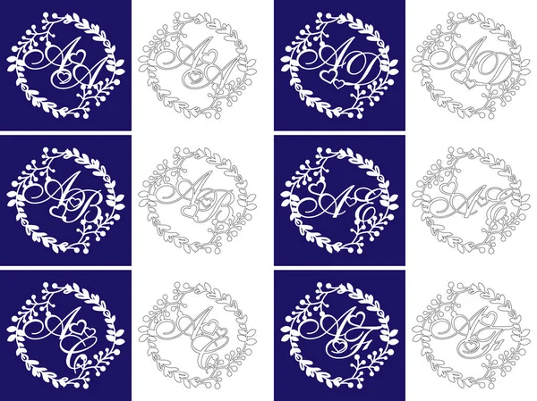 Hochzeitsmonogramme Zum Laserschneiden Dekoratives Logo Aus Den Initialen Des Hochzeitsmonogramms — Stockvektor