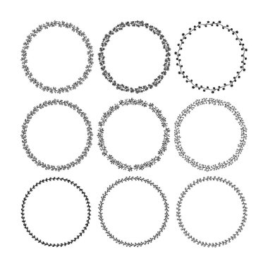 Doodle illüstrasyon. El çizilen çerçeve. Doodle çelenk Vintage kümesi. Herhangi bir amaç için büyük tasarım. İzole vektör. Elle çizilmiş doodle simgeler kümesi. Vektör çiçek tasarım kartı. Sketch vektör çizim.