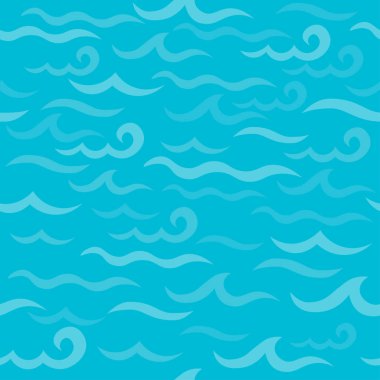 Kesintisiz deniz desen tasarım ilham deniz. Deniz kabukları, starfishes ve jellyfishes arka plan. Mavi okyanus su dalgası. Vektör seamless modeli deniz yaşamı ile.