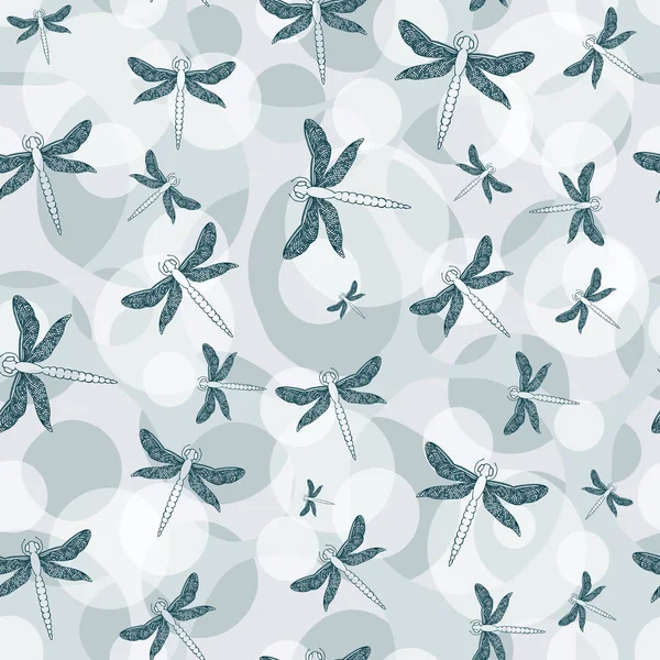 Modern template for fabric design with dragonflies. Seamless vector background. Abstract vector background with dragonflies. Cartoon vector illustration. Colorful modern background design. — Stock Vector