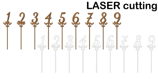 Lazer veya freze kesme numaraları ile pasta Topper.