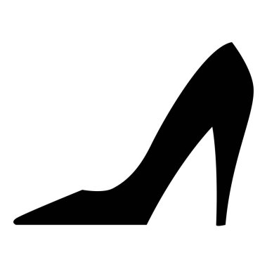 Beyaz arka planda kadınlar için yüksek topuk ile zarif klasik Ayakkabı siyah izole simgesi. Ayakkabının silueti. Modern vektör Illustration. Zarif vektör Illustration. Vektör silüeti. Klasik stil.