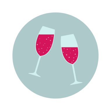 Beyaz zeminde soyut simge. Şarap cam simgesi vektör illüstrasyon. İşaret, sembol, element. Wineglass anahat vektör simgesi. Beyaz arka plan. Saydam arka plan. Restoran konsepti.