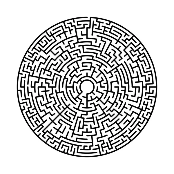 抽象风格的迷宫。迷宫游戏。黑色迷宫圈。黑色迷宫迷宫符号。在白色背景上隔离的迷宫. — 图库矢量图片