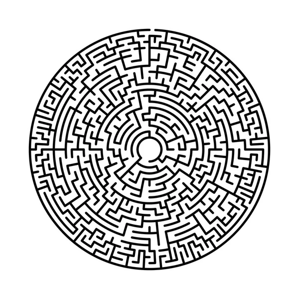 Labirinto em estilo abstrato. Jogo do labirinto. Círculo de labirinto preto. Labirinto negro. Símbolo do labirinto. Labirinto isolado sobre fundo branco . — Vetor de Stock