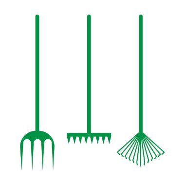 Tırmık ve yaba beyaz arka plan üzerinde izole. Vektör çizimi.