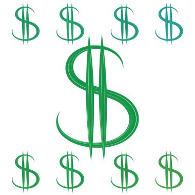 Doları. Trendy sembolü, herhangi bir amaç için büyük tasarım. Modern geometrik vektör illüstrasyon. Basit bir illüstrasyon. Renkli semboller dolar seti.