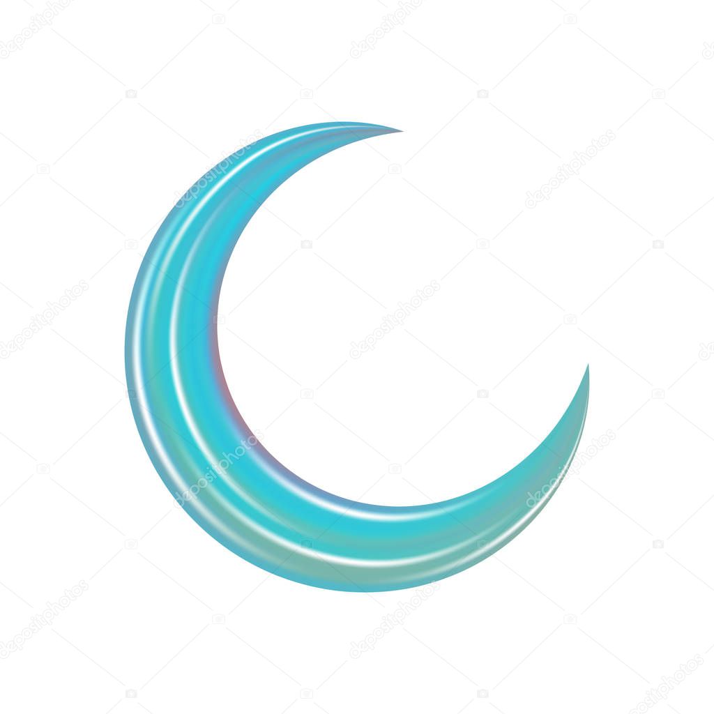 Crescent in abstract style. Astronomy science concept. Religion holy month. Abstract modern gradient pattern. Beautiful crescent, great design for any purposes. Ramadan vector. Vector crescent moon.