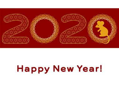 Konsept tasarımı için Çince arka plan kartı. Dekoratif vektör sınırı. Takvim afişi. Çince davet şablonu. Soyut kavram grafik öğesi. 2020 mutlu yeni yıl. Mutlu yıllar kart tasarımı.