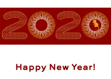 Konsept tasarımı için Çince arka plan kartı. Dekoratif vektör sınırı. Takvim afişi. Çince davet şablonu. Soyut kavram grafik öğesi. 2020 mutlu yeni yıl. Mutlu yıllar kart tasarımı.