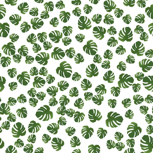 Belo padrão sem costura com monstera. Monstera para design decorativo. Planta natural verde. ilustração da folhagem da selva. Fundo branco. Verão praia estampa floral. Selva ilustração floral . — Vetor de Stock