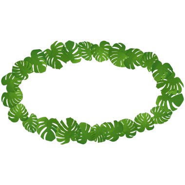 Monstera yaprağı. Beyaz arka plan üzerinde cennet yaprakları ile Çerçeve. Vektör illüstrasyon. Yaz çiçek tasarımı. Botanik sanatı. Doğal kart tasarımı. Yeşil monstera yaprakları ile ayarlayın. Tropikal illüstrasyon.