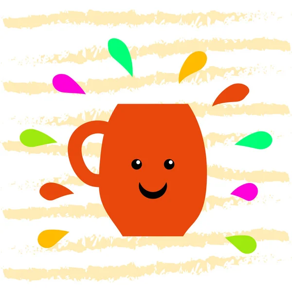 Tasse à café avec vecteur sourire. Illustration vectorielle du café du matin. Tasse à thé avec sourire . — Image vectorielle