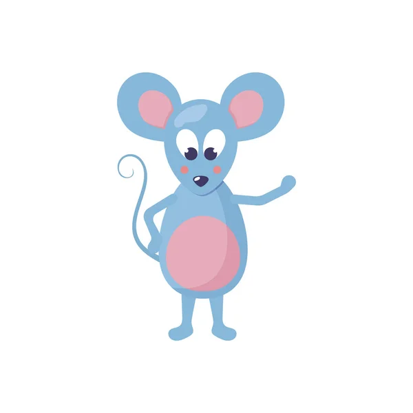 Beautiful cartoon character blue mouse on transparent background. Isolated illustration. Colorful vector drawing. Graphic vector art. White background. Cartoon illustration. Funny character cute mouse — Stock Vector