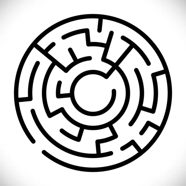 Vektor enkel svart labyrint cirkel. Enkel svart labyrint. Vektorlabyrint symbol. Labyrint isolerad på vit bakgrund. Abstrakt dekoration design. Modern geometrisk bakgrund. Symbol för utbildningsspel. — Stock vektor