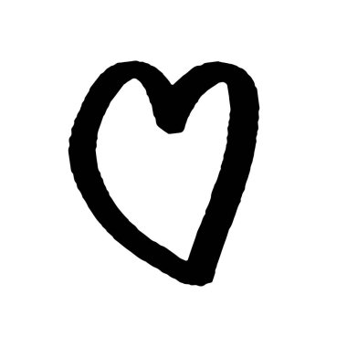 Kutlama dekorasyonu için beyaz arka planda soyut siyah kalp. El çizimi tarzı. Sevgililer günü, kalp vektör ikonu. Vektör tasarımı. Tatil illüstrasyonu. Dekorasyon elemanı. Romantik aşk