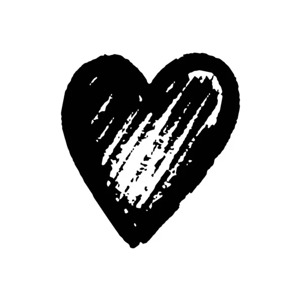 Inima neagră abstractă pe fundal alb pentru designul decorării sărbătorilor. Stilul desenului mâinilor. Ziua Îndrăgostiţilor, pictograma inimii. Design vectorial. Ilustrație de vacanță. Element de decorare. Dragoste romantică — Vector de stoc