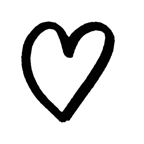 Corazón negro abstracto sobre fondo blanco para el diseño de decoración de celebración. Estilo de dibujo a mano. Día de San Valentín, icono del vector cardíaco. Diseño vectorial. Ilustración de vacaciones. Elemento decorativo. Amor romántico — Archivo Imágenes Vectoriales