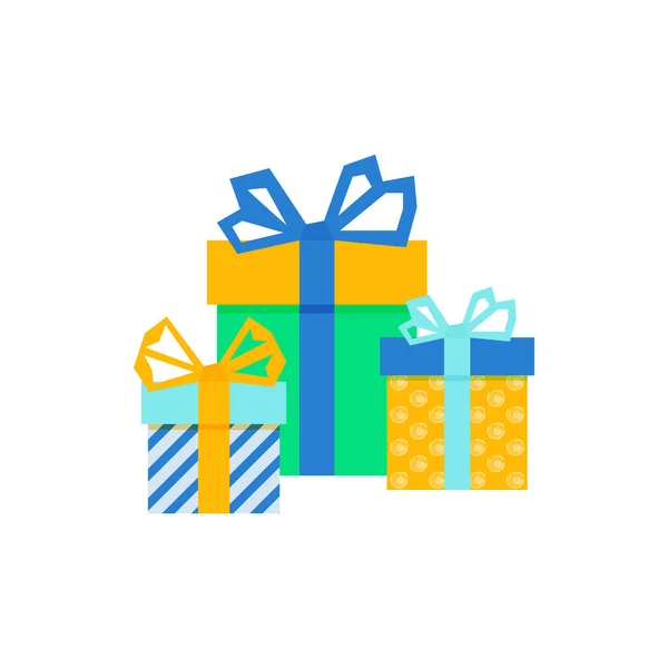 Set con regalo para cualquier diseño. Caja de cartón en blanco colorido. Embalaje. Fondo blanco. Símbolo sorpresa. Caja regalo Plantilla de diseño vectorial. .. Fondo de vacaciones. vector de Navidad . — Vector de stock