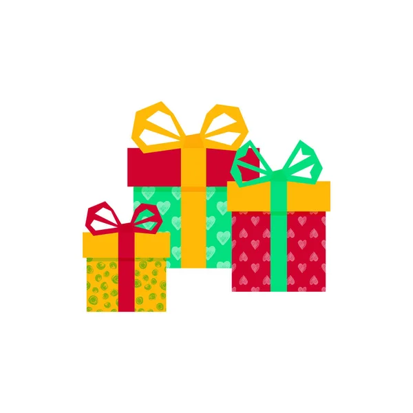 Set con regalo para cualquier diseño. Caja de cartón en blanco colorido. Embalaje. Fondo blanco. Símbolo sorpresa. Caja regalo Plantilla de diseño vectorial. .. Fondo de vacaciones. vector de Navidad . — Vector de stock