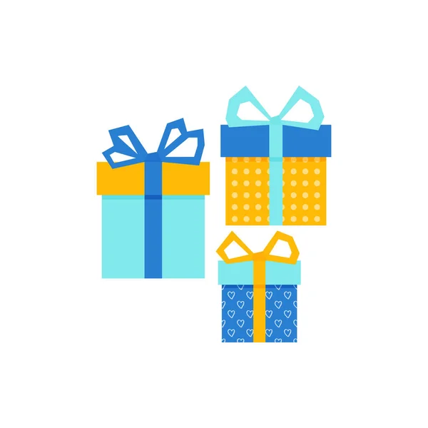 Set con regalo para cualquier diseño. Caja de cartón en blanco colorido. Embalaje. Fondo blanco. Símbolo sorpresa. Caja regalo Plantilla de diseño vectorial. .. Fondo de vacaciones. vector de Navidad . — Vector de stock