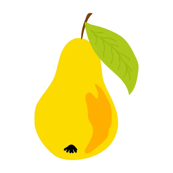 装飾デザインのための白い背景に隔離された黄色の甘いジュース梨とベクトルイラスト 現代のポスター ベクトル抽象グラフィックデザイン 新鮮な有機果物 甘い黄色の梨 — ストックベクタ