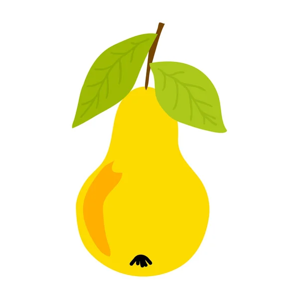 在白色背景上以孤立的黄色甜梨子作为装饰设计的矢量图 现代海报 矢量抽象图形设计 新鲜的有机水果 甜黄的梨子 — 图库矢量图片