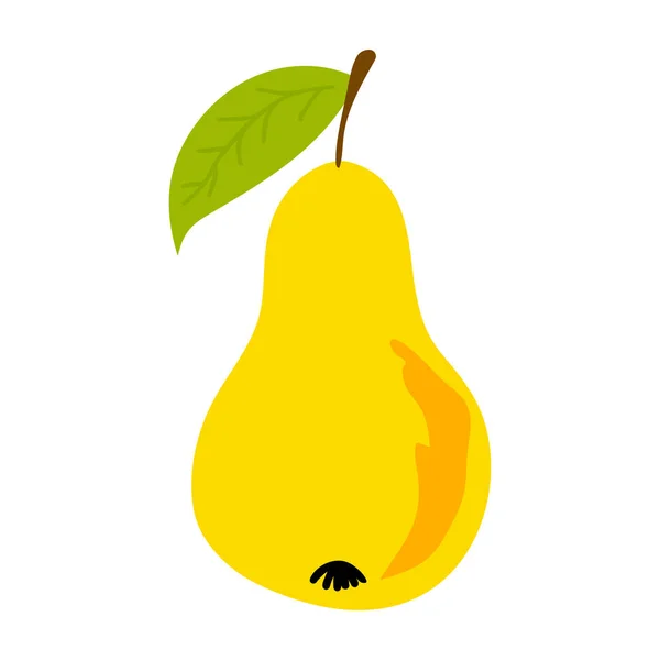装飾デザインのための白い背景に隔離された黄色の甘いジュース梨とベクトルイラスト 現代のポスター ベクトル抽象グラフィックデザイン 新鮮な有機果物 甘い黄色の梨 — ストックベクタ