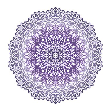 Beyaz arka planda etnik tarzda çiçek mandala. Beyaz izole arka planda yuvarlak çiçek mandala. Soyut Hint süsü. Etnik doğu tarzında dekoratif süs. Boyama kitabı sayfası