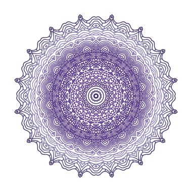 Beyaz arka planda etnik tarzda çiçek mandala. Beyaz izole arka planda yuvarlak çiçek mandala. Soyut Hint süsü. Etnik doğu tarzında dekoratif süs. Boyama kitabı sayfası