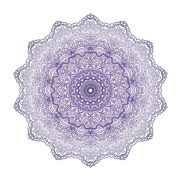 Floral Mandala Έθνικ Στυλ Λευκό Φόντο Στρογγυλό Μαντάλα Λουλουδιών Λευκό — Διανυσματικό Αρχείο